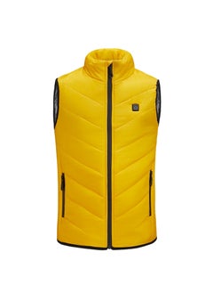 اشتري Heating waistcoat childrens heating suit autumn and winter New heating cotton-padded jacket USB charging horse clip childrens clothing warm coat Yellow في السعودية