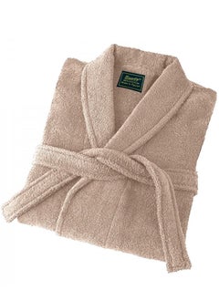 Buy SANDY Luxury Cotton 100% Shawl Bathrobe , Unisex Plush Robe , Perfect for Spa and Shower , XXLSize, Dark Beige in Saudi Arabia