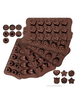 Buy 6-Piece Silicone Chocolate Mold Set - Non-Stick Silicone Molds for Making Chocolates, Cookies, Puddings, and Ice Cubes - Elegant Molds for Cake Decoration, Baking, Maamoul, and Ice (Comes in Random Assorted Shapes) in Egypt