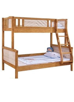 Buy Solid Wood Bunk Bed Heavy Duty with Mattress Size 150x190x70 CM Brown in UAE