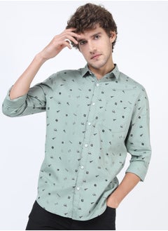 اشتري All Over Print Slim Fit Shirt with Long Sleeves في السعودية