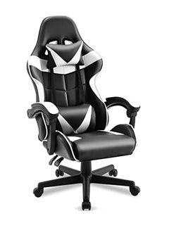 اشتري كرسي ألعاب ، كرسي مكتب مريح مع دعم أسفل الظهر ، كرسي مهام دوار قابل للتعديل للمنزل ، المكتب ، الألعاب أسود / أبيض في السعودية