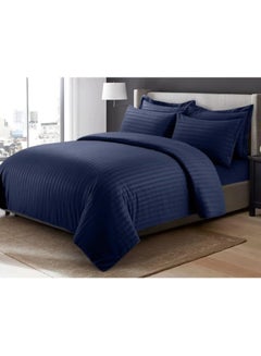 Buy COMFY 6 PC HOTEL STYLE CLASSIC STRIPED NAVY BLUE COMFORTER SET in UAE