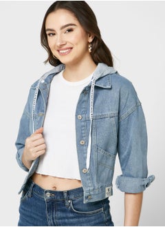 Buy Denim Jacket With Hood Detail in UAE