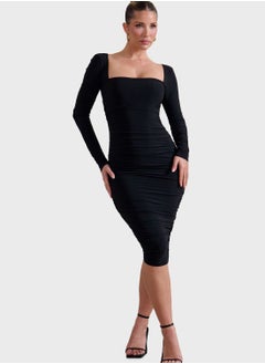 Buy Square Neck Ruched Dress in Saudi Arabia