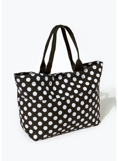 اشتري Black Polka Dot Canvas Shopper Beach Bag في مصر