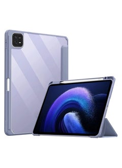 Buy Case For Xiaomi Pad 6/6 Pro 11 Inch Clear Shockproof Back Cover Built-in Pencil Holder Auto Sleep/Wake (Lavender) in Egypt