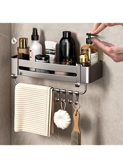 اشتري Bathroom Shelves Wall Mounted Shower Caddy Rustproof Shower Rustproof Titanium Alloy Shower Organizer Racks for Bathroom Kitchen (Small with Bar) في الامارات