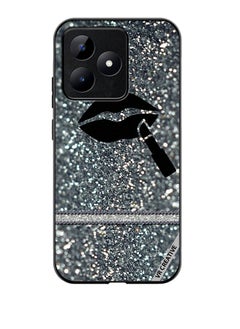 Buy Protective Case Cover For Realme C53 Lipstick on Silver Glitter Design Multicolour in UAE