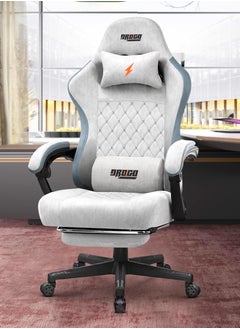 Buy Throne Ergonomic Gaming Chair, Video Game Chair with Linkage Armrest, Footrest & Adjustable Seat Computer Chair with Fabric, Head & Massager Lumbar Pillow Home & Office Chair with Recline Grey in UAE