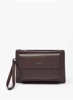 Buy Men Textured Pouch With Detachable Wristlet Strap And Zip Closure in Saudi Arabia