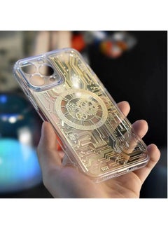 Buy MagSafe Magnetic Case for iPhone 14 Pro Max Punk Mechanical Transparent Gold Phone Case in UAE