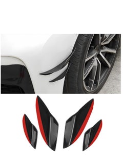 اشتري Car Spoiler Canards Kit 4 PCS Universal Car Front Bumper Lip Splitter Soft Car Body Anti-Collision Fins Decoration Strip Bumper Lip Splitter Decal Sticker Exterior Accessories Black في السعودية