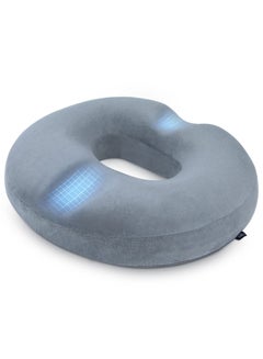 اشتري Orthopedic Donut Pillow Hemorrhoid Tailbone Cushion Sacral Chair Pillow For Pain Relief From Pregnancy Postpartum Sciatic Nerve Issues Velvet  Grey 45x38.1x7.1cm في الامارات