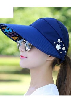 اشتري Women Sun Hat, Summer Beach Caps Women Hat Wide Brim UV Protection Floppy Brown Roll Up Hat Double-Side-Wear Ponytail Hats Baseball Caps Adjustable Cap في الامارات