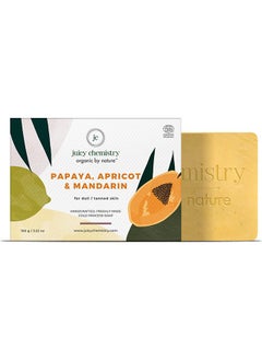 اشتري Juicy Chemistry Organic Bath Soap - 100g, Natural Tan Removal Bathing Soap, Enriched With Papaya, Apricot And Mandarin, Cleansing Soap For Glowing Skin في الامارات