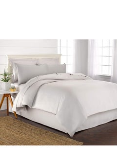 Buy Bamboo Duvet Cover Full Size 200x200 cm With Button Closing and Corner Ties 400TC Cool, Anti-Allergic, Soft and Silky – White in UAE