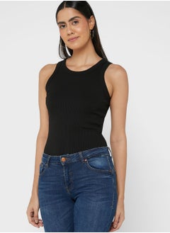 Buy Round Neck Ribbed Tank Top in Saudi Arabia