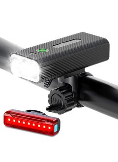 اشتري Bike Lights Front and Back, 1200 Lumens USB Rechargeable Bright 3 LED Bike Lights for Night Riding with Power Bank Function,IPX5 Waterproof for All Bikes في السعودية