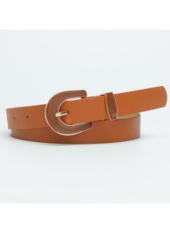 Buy Belt New Design Alloy with Resin Pin Buckle PU Leather Belt Elegant Solid Color Women's Decoration Belt in Saudi Arabia