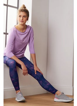 اشتري Women Performance Fit Ankle Leg Pull On Leggings, Navy Blue في الامارات