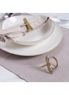 Buy Dragonfly Set of 2 Metal Napkin Ring 6.3x5.8x3.8cm- Gold in UAE