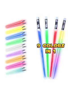 اشتري LED Light Up Lightsaber Chopsticks, 2 Pairs 9 Colors, Reusable Durable Eco-Friendly Lightweight Portable BPA Free Food Safe Kitchen Dinner Party Utensil Tableware Toy Gift في السعودية