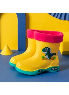 Buy Four Seasons Childrens Rain Boots Womens Fleece-lined Warm Detachable Water Shoes Non-slip Waterproof Rain Boots Young Childrens Small and Medium-sized Childrens Boys BootsYellow [plus velvet]] Yellow [plus velvet]] in Saudi Arabia