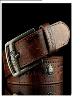 Buy An elegant men's belt made of 100% genuine leather, durable and of high quality, with a buckle made of high-quality metal that is resistant to rust and cracks and does not change color. in Egypt