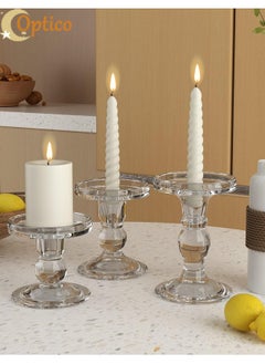 Buy 3 Pieces Glass Candle Holders for Pillar Candles, Tealight Candles-Candle Holder or 7/8 inch Taper Candle, Decorative Unity Candle Holder Set of 3 for Wedding Ceremony Set, Glass Candlestick Holder for Table or Home Decoration in Saudi Arabia