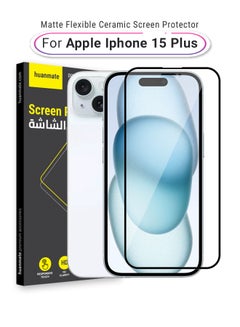 اشتري واقي شاشة سيراميك مطفي فاخر لهاتف أبل آيفون 15 بلس  - أسود/شفاف في السعودية