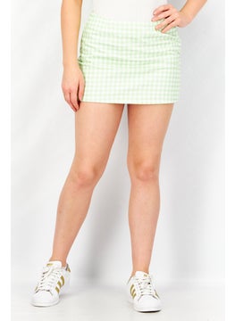 Buy Women Checkered Mini Skirt, Green in UAE