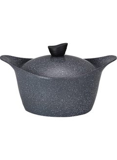 اشتري 24Cm Cooking Pot Stockpot Casserole Dark Gray Marble Nonstick Coating Multi Color 80124Dg في السعودية