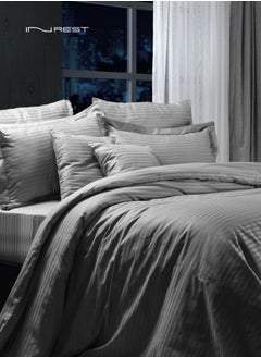 Buy Vienna Single Duvet Set Grey (Without Filling) 100% Cotton 4 Pieces in Saudi Arabia