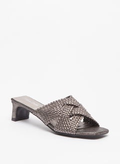 Buy Flora Bella Slip On Sandals with Weave Detail and Block Heels in Saudi Arabia