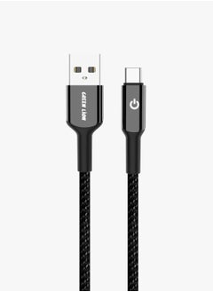 اشتري كابل مضفر من USB-A إلى USB-C / سرعة نقل عالية / متوافق مع مجموعة واسعة / فصل تلقائي / شحن ومزامنة / مؤشر LED / آمن ومضمون / كابل بطول متر واحد / 10000 ثنية - أسود في الامارات