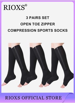 Buy 3 Pairs High Compression Socks for Mens and Womens Support Circulation Recovery Athletic Fit Running Splints Flight Travel Boost Endurance Protection Achilles Tendon in UAE