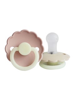 Buy Pack Of 2 Daisy Silicone Baby Pacifier 6-18M, Blush Night/Cream Night - Size 2 in Saudi Arabia
