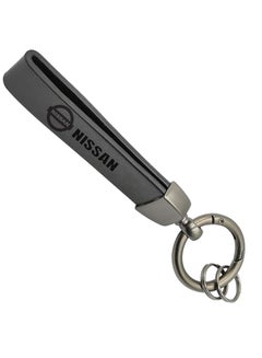 Buy Car Key Chain Super Finish Metal Ring PU Leather Strap NISSAN Logo Keychain - BLACK in Saudi Arabia