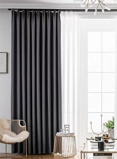 Buy 1-Piece Blackout Window Curtain Polyester Dark Grey 240 x 150 Centimeter in UAE