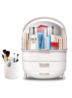 Buy Makeup Storage Organizer,Cosmetics Display Case with Brush,Lipstick Organizer and Transparent Cover,Skincare Organizers for Bathroom Countertop,Bedroom Vanity Desk and Travel (White) in Saudi Arabia
