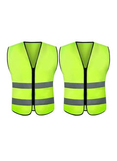 Buy ECVV 2PCS Reflective Safety Vest Bright Neon Color with 2 Inch Reflective Strips -Zipper Front (2) in Saudi Arabia