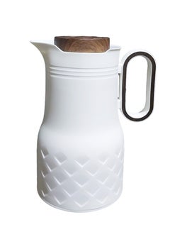 Buy Vacuum Flask For Tea And Coffee White/Brown 1Liter in Saudi Arabia