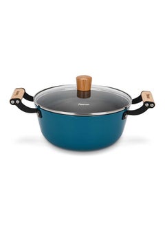 Buy Seagreen Series Enamelled Lightweight Cast Iron Non-stick Coated Stockpot With Glass Lid 24x11cm/4ltr in UAE