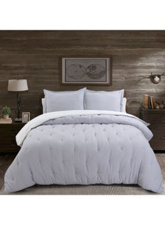 Buy Comforter King Size 3 Pcs Set-Embroidered Gray in Saudi Arabia