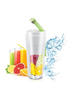 اشتري Portable Blender, SYOSI 12 oz One-handed Drinking Mini Blender Juicer Water Bottle with Lid USB Rechargeable, BPA-Free with 8 Blades for Smoothies/Fruit Shakes/Baby Food, Usb Charging (Green) في السعودية