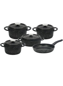 Buy 9PCS GRANITE COOKWARE SET OVEN SAFE -MADE IN TURKEY -Black COLOR in UAE