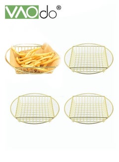 Buy 4PCS French Fries Holder Basket Stand Stainless Steel Plate Hollow Design Can Hold Fruit French Fries Fried Snack Plate in UAE