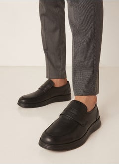 Buy Solid Slip On Leather Loafers in UAE