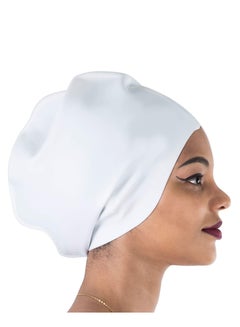اشتري قبعة سباحة نسائية كبيرة الحجم للشعر الطويل المجعد أبيض 30 * 29.5 * 22 سم في السعودية